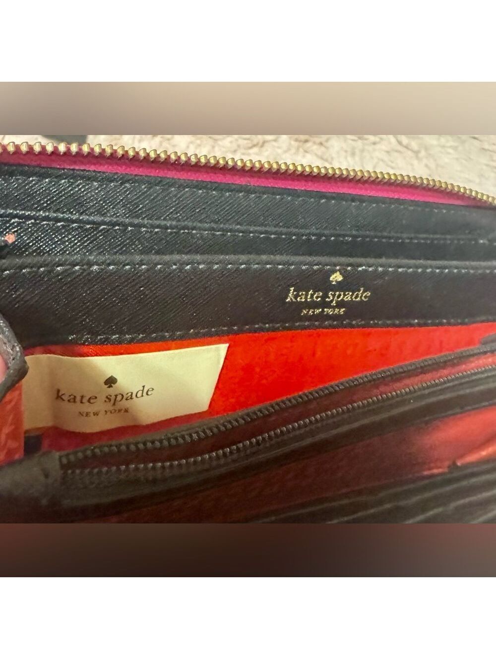 kate spade Striped Pink, Red & Orange Zip Wallet - Picture 2 of 9